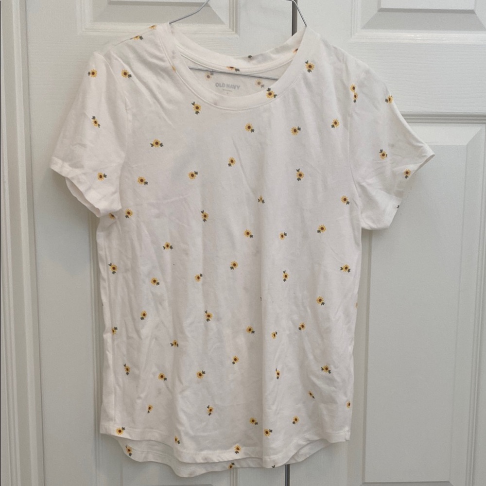 Old Navy White Tee with Yellow Floral Print